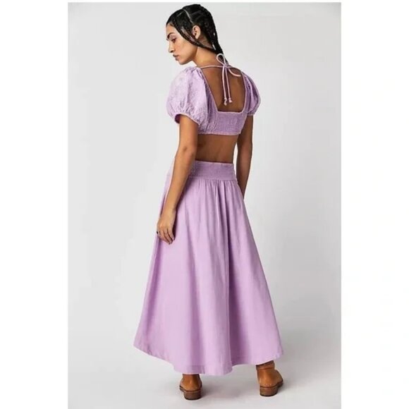 new Free People 2-PIECE Lotus Maxi Skirt AND Top Set 100% COTTON 252 - Picture 4 of 9
